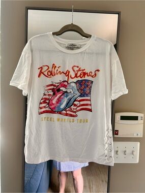the Rolling Stones White Logo Collar Tee